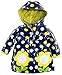 Wippette Baby Girls Infant Waterproof Hooded Floral Polka Dots Raincoat Jacket, Navy, 18 Months