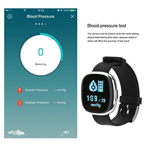 NONMON Blutdruck Herzfrequenz Monitor Fitness Tracker Pulsuhr Glasschirm - 4