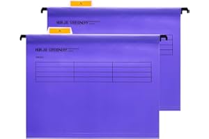 SRVNPIOY 12 unidades Foolscap Grande Archivadores de suspensión con pestañas e insertos para tarjetas, Morado, Archivo Carpetas Colgantes Polipropileno, Medidas 41 x 25 x 37 cm