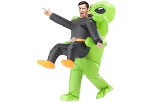 Rafalacy Alien Costume for Adult Inflatable Alien Carrying Human Costume Blow up Alien Halloween Suit Inflatable Space Fancy Dress up