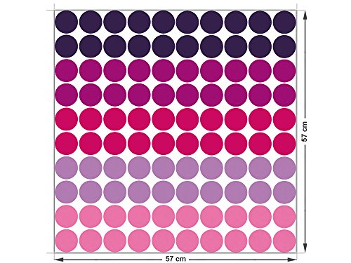 Wandsticker Konfetti 100 teiliges Set Kleine Punkte Kreise Dots Lilatöne 5,5 cm - 2
