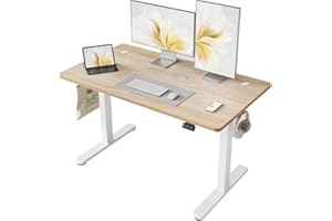 Cubiker 120 x 60cm Electric Height Adjustable Standing Desk, Home Office Desk with 2 Memory Smart Pannel with Splice Board, Maple