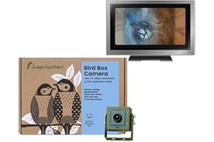 GREENFEATHERS Green Feathers Wildlife 700TVL Wired Outdoor Bird Box Camera with Night Vision 940nm Invisible Infrared, Designed for Nest Boxes, Bird Houses and Garden (Wired Camera & 20m Cable)
