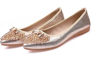 Aoikoy Ballerines Plates Pliables décontractées pour Femme avec Strass étincelants - Chaussures Plates Confortables à Enfiler