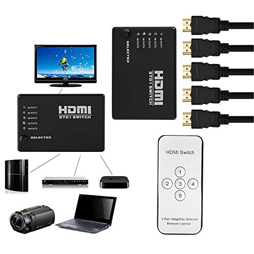 merkmak 5 Port Video HDMI Switch Splitter HDTV 1080P PS3 DVD + IR-Fernbedienung HDTV 5 Eingang 1 Ausgang Laptop für HD-DVD sky-hd STV PS3 XBOX 360 - 9