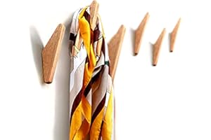 LONANGG Coat hook Rubber wooden hanger (6 pce) Clothes hook Hat hook Wwood products Creative Wall hook Decorative Wall hanging Triangle hook
