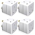 EXTRASTAR 2 Way Double Block Mains Adaptor, 3 Pins Socket Splitter Extension UK Plug, 13A Fused Wall Adaptor Power Extender for Laptop, Computer, TV, DVD and More（4 Pack）