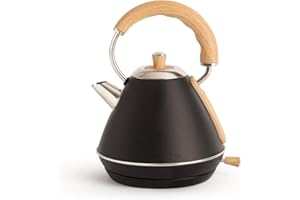 CREATE/KETTLE RETRO M/Bouilloire électrique Noir/Ébullition rapide, capacité 1l, arrêt automatique, filtre anti-calcaire, arrêt automatique, indicateur de niveau d'eau, Ø17,2 cm, 1200 W