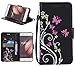 Produktbild Roreikes Huawei P10 Hülle, Huawei P10 (5,1 Zoll) Case, Slim Retro Schmetterling und Blume PU Leder Bookstyle Handyhülle Tasche Flip Wallet Case mit Strap Portable Handytasche Anti-Scratch Shell Cash Pouch ID Card Slot Magnetverschluss Etui Soft Silikon Back Cover Folio Hüllen Schale Schutzhüllen für Huawei P10 (5,1 Zoll) - Schwarz