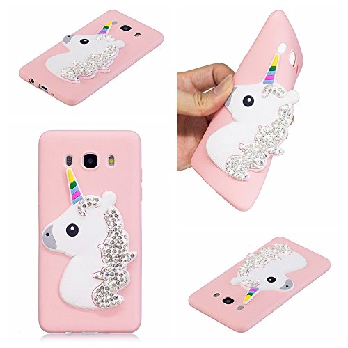 Funda de Silicona para el Samsung Galaxy J5 2016 SM-J510F  Silingsan Silicone Case Carcasa TPU Transparente Funda de Dise  o   nico Carcasa Flexible Suave Resistente a los Ara  azos Cover Funda Protectora Completa Absorci  n de Choque Case - Unicornio Rosado