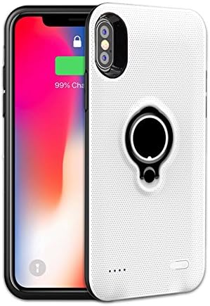 iPhone X Battery Case,feeleye 5000mAh Rechargeable Charger Case Extended Protective Portable Backup Charger Case Charging Case for iPhone X /10 (5.8 inch)Lightning Cable Input Mode with Sync (White)