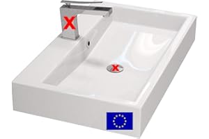 MYLAVABO Design Waschbecken 70cm zur Wandmontage oder als Aufsatzwaschbecken | Farbe: Weiss | 70x42cm | Material: hochwertiges Mineralguss | Made in EU | hochwertig verarbeitet