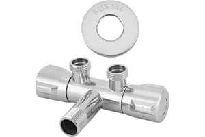 MUMUSUKI Copper Double Switch Outlet Angle Valve Diverter Valve Adapter Connector Toilet Bidet Shower Faucet Bathroom Accessories G1/2