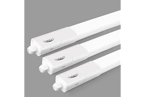 Tonffi 3 Pièce Neon LED 150cm, Reglette LED 60W 7000LM Linkable Plafonnier LED Lampe d'atelier IP65 Imperméable, Luminaire Plafonnier pour Atelier,Sous Sol, Parking, Bureau, Grange,Blanc Neutre 4000K