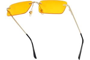 besbomig Gafas de Sol Sin Montura Rectangulares para Mujer Hombre Vintage Gafas de Moda con Protección UV400