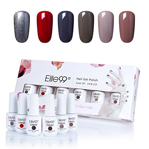 Elite99 Soak Off Gel Nail Polish 8ML UV LED Varnish Manicure 6 Colours Set C011