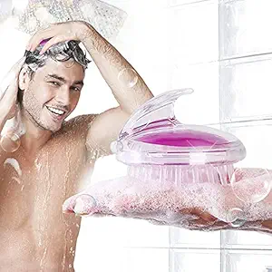 FOBIXEN Hair Scalp Shampoo Brush For Natural Hair Care & Growth - Soft Silicone Bristles Scrubber For Men, Women - All Hair Types, Straight, Wavy, Curly