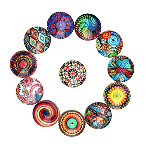 Gazechimp Lot De 20 Pcs Camées Cabochons Mixte Verre Motif Multicolore Ronde Pour Support - 20mm