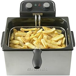 BRANDT - Friteuse XXL - 5 litres - Jusqu'à 1,6 kg de frites fraîches - 1 Panier Grande Capacité + 2 Petits Paniers Indépendants - Thermostat Réglable - Système Zone Froide