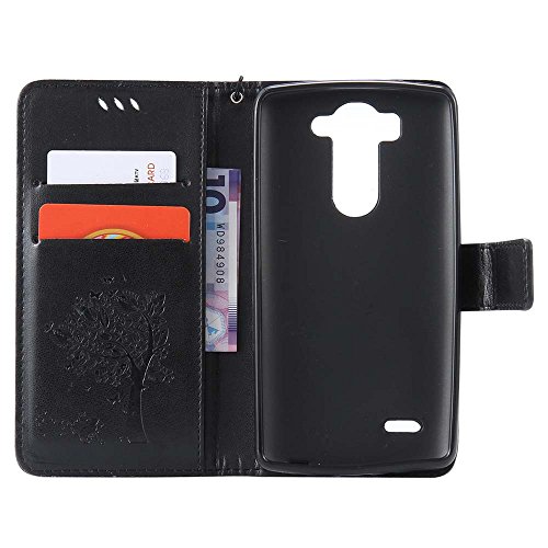 C-Super Mall-UK LG G3mini/G3s hülle: Geprägte Baum Katzen-Schmetterlings-Muster PU-Leder-Mappen-Standplatz -Schlag-hülle für LG G3mini/G3s(schwarz) - 3