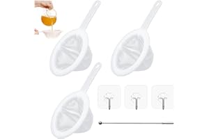 Ruicaifu 3PCS Kitchen Ultra-fine Mesh Strainer, 100/200/400 Mesh Handheld Nylon Sieve Fine Mesh Food Grade Strainer with Handle Hook for Filtering Soy Milk Juice Jam Coffee Wine Oils