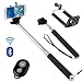 Produktbild N4U Online® – Microsoft Lumia 950 XL Verlängerbarer Selfie Handheld Stick Einbeinstativ mit verstellbare Handy Halterung Und Bluetooth-Auslöser – Schwarz