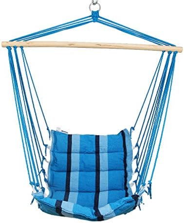 Holifine-Hanging Rope Hammock Chair Swing Seat for Any Indoor or Outdoor Spaces color Blue