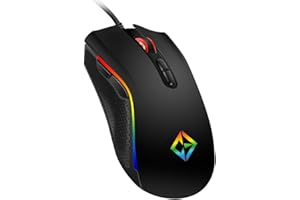 Combrite Gaming Mouse USB Wired, Rainbow LED Light, 7 Buttons, 6 Programmable Buttons, Chroma RGB Backlit, 4800 DPI Adjustable, Comfortable Grip Ergonomic Optical PC Computer Gaming Mice, Black