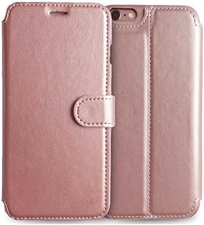 iPhone 6S Leather Case, iPhone 6 Wallet Case, Rhidon Premium Folio Leather Wallet Case with [Kickstand] [Card Slots] [Magnetic Closure] Pounch Flip Notebook Cover Case for Apple iPhone 6/6S (Rose Gold)