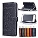 Produktbild iPhone 6 Plus Leder Hülle,Handy Hülle Tasche iPhone 6S Plus,Ledertasche für iPhone 6 Plus,Leweiany Handytasche iPhone 6S Plus Schutzhülle aus Echt-Leder Retro Blumen Prägung Hülle im Ständer Bookstyle Wallet Tasche Flip Brieftasche Etui Schale mit Kartenfach, Magnet und Praktischer Standfunktion Luxus Tasche für Apple iPhone 6 Plus/6S Plus 5.5 Zoll - Premium Hülle in Schwarz
