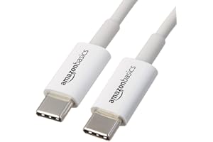 Amazon Basics Câble de Charge Rapide USB-C vers USB-C, débit de 480 Mbit/s, certifié USB-If, pour Apple iPhone 16/15, iPad, MacBook, Samsung Galaxy, tablettes, Ordinateurs Portables, 0.9m, Blanc
