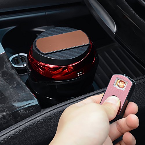 Preisvergleich Produktbild WYL Multifunktionale Auto Aschenbecher mit Abdeckung LED-Lampe Allgemeine Auto Persönlichkeit Kreative Auto Aschenbecher Hängen,Hohe Verbreitun,Aschenbecher