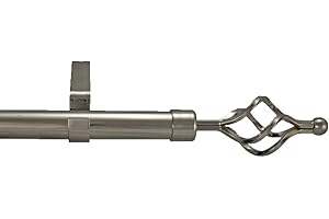 YOUR HOME ONLINE 28mm Diameter Metal Eyelet Curtain Pole Twist Finials & Lengths Polished Chrome, Antique Brass & Brushed Chrome (Brushed Chrome, 2m)