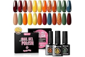 ‎UR SUGAR UR SUGAR UV Nagellack Herbst Winter, 12 Farben Shellac Gellack Braun Rot Gelb UV Farbgel Set Gold Glitzer Gel Nagellack Set für Nagelstudio Design Nagel Set mit Geschenkbox Maniküre