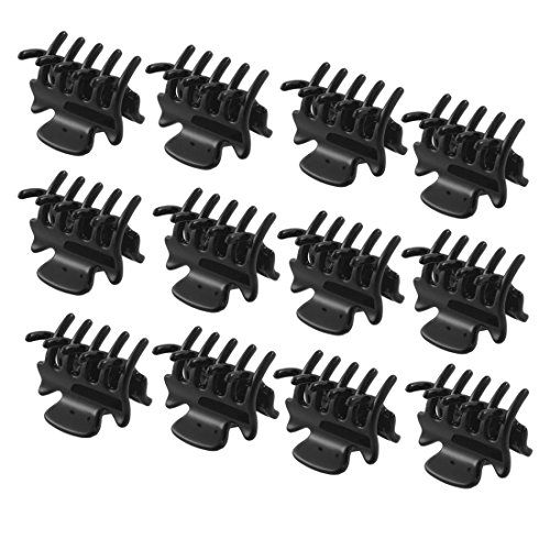 SODIAL(R) 12 Pcs 1.1" Long Black Plastic Mini Hairpin 10 Claws Hair Clip Clamp for Ladies