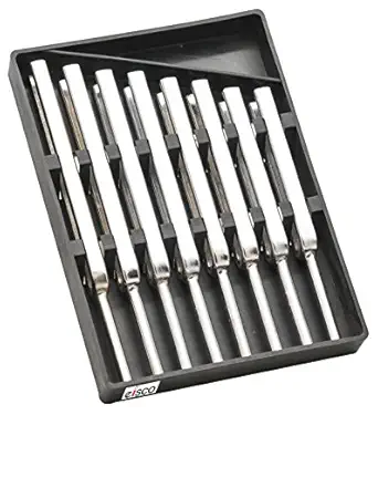 EISCO Tuning Forks - Set of 8, Scientific Steel Tuning Forks (Scientific Pitch, C4 = 256Hz), Supplied in Plastic Case