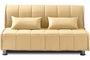 EVERGREENWEB MATERASSI & BEDS EVERGREENWEB Divano Letto 3 Posti con Materasso Matrimoniale 140x190 Ortopedico, Prontoletto RICHIUDIBILE con Rivestimento SFODERABILE e Lavabile, Coppia Cuscini SUPERSOFT Abbinati color Beige EVENING