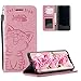 Produktbild HMTECH Galaxy A6 Plus 2018 Hülle Nettes reizendes Lächeln Cat Prägung Flip Bookstyle Wallet Tasche Brieftasche Standfunktion Karten Slot Etui Case für Galaxy A6 Plus 2018,Pink Smile Cat