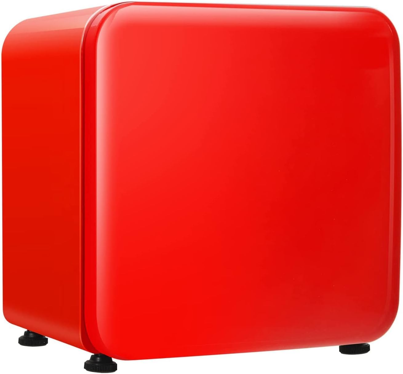 COSTWAY Mini Fridge, 42L/68L Compact Table Top Refrigerator with LED Light, Adjustable Thermostat, Reversible Door and Removable Glass Shelf, Home Dorm Drinks Wine Refrigerator (42L, Red)