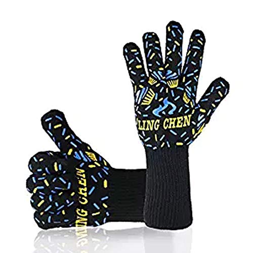 spécifications QYJpB Gants De Four pour Barbecue, Gants Résistants À La Chaleur avec Doublure en Coton, Gants Certifiés pour Le Barbecue Griller Cuisson Au Four dans La Cuisine Et À L'extérieur (1 Paire) - Gants de