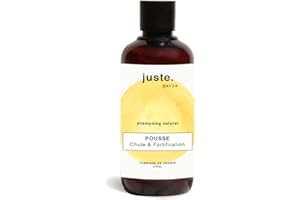 JUSTE PARIS Shampoing anti chute de cheveux Fortifiant 250 ml - Augmente la densité capillaire - Booste la croissance, renforce et nourrit le cuir chevelu – Ingrédients d’origine naturelle – Fabriqué en France