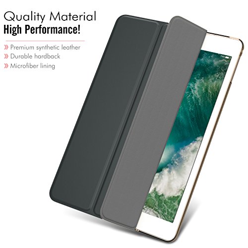 MoKo Hülle für Neu iPad 9.7 Zoll 2017 – PU Leder Tasche Schutzhülle Schale Smart Case mit Translucent Rücken Deckel, mit Auto Schlaf / Wach Funktion und Stanfunktion für New Apple iPad 9.7″ IOS 10 Retina Display Tablet, Space Grau - 3