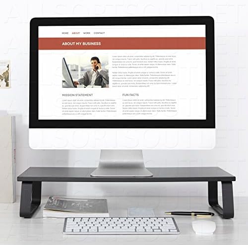 ALLSORTSOUTLET Black Wood 600mm Wide Monitor Stand (for PC Computer Television Screen) Riser Plinth