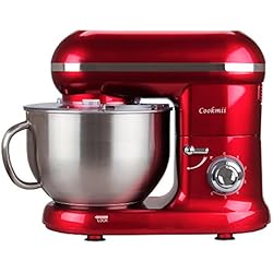 Cookmii Robot Pâtissier, Robot Petrin Pratique, Robot Cuisine Multifonctions, Pétrisseur Professionnel Stable Rapide avec 6 Vitesses et Bol 5.5L Solide 1260W avec Batteur Crochet Fouet