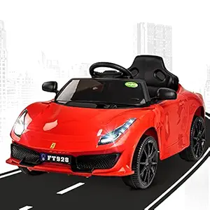 GoodLuck Baybee Electric Ride on Car for Kids with Rechargeable Battery,Music,Lights Baby Toy Car with R/C Jeep Racing Car| Battery Operated Ride on Motor Car for Kids (Ferra Red)
