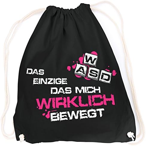 vanVerden Sports Gym Bag WASD Keys Was wirklich Move Gaming with Gift Card, Adult (Unisex), T216-Black-NeonPink, Black (Schwarz)/Neon Pink