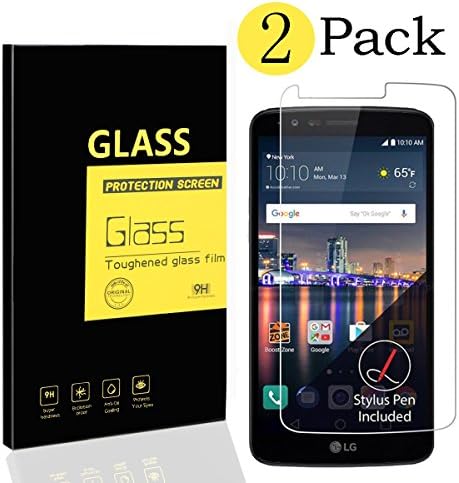 [2-Pack] LG Stylus 3 / Stylo 3 / K10 Pro Screen Protectors , MENGGOOD Tempered Glass Protective Films Invisible Transparent Crystal Clear Protection Display Shield for LG Stylus 3 / LG Stylo 3 / LG K10 Pro - 9H Hardness