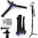 Produktbild igadgitz 3 in 1 Kit von 170cm Aluminium Monopod Einbeinstativ mit Dreibeiniger Faltbar Stützen & Adaptor Halterung für Action Kameras (Go Pro Hero Session Qumox TomTom Bandit Garmin Virb Action Cam)