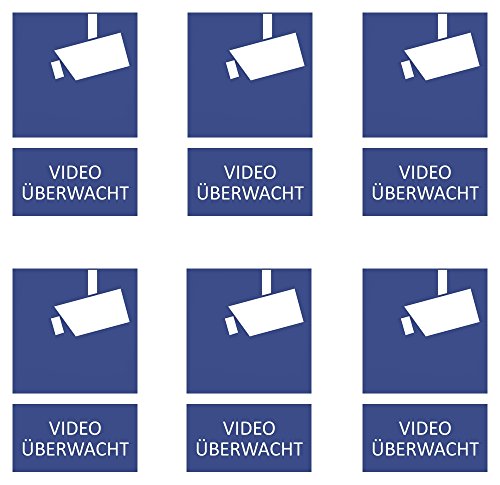 6 Videoüberwachung Aufkleber 85x55 mm, zweiteiliges Schild, Kamera Überwachung, videoüberwacht, effizienter Einbruchsschutz 6 Videoüberwachung Aufkleber 85x55 mm, zweiteiliges Schild, Kamera Überwachung, videoüberwacht, effizienter Einbruchsschutz