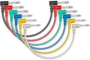 SONICAKE Guitare Patch Câble 20cm Cordons Patch 6.35mm Mono pour Pédales D'effet Guitare/Basse Pack de 6